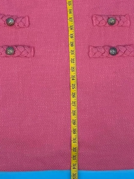 🎀 Tuckernuck Jackie Pink Tweed 60s Mini Shift Dress Large - Picture 8 of 8